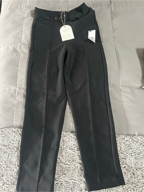 Women's Black High-Waist Tailored Trousers with Belt
